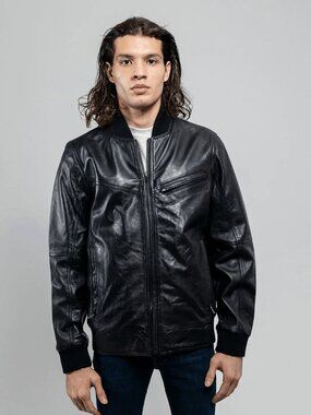 Aviator Rock Mens Bomber Leather Jacket